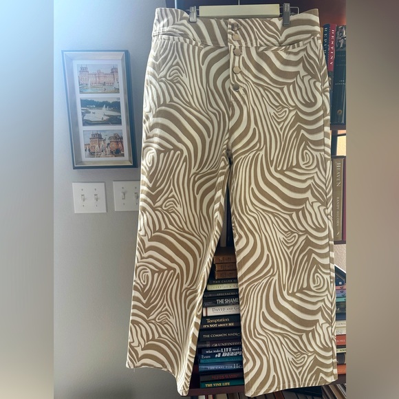 J. McLaughlin Leora Wide Leg Jeans in Tan/Cream Seabray NWT - Picture 1 of 8